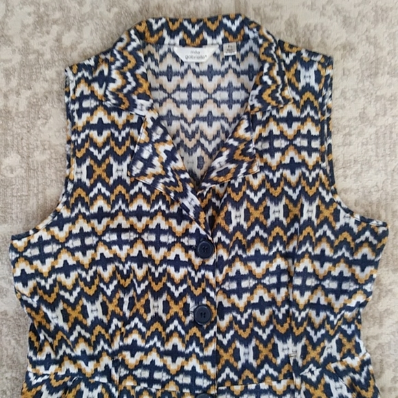 Mlle Gabrielle Collared Button Up Dress PL Navy White Mustard Yellow - Picture 6 of 16